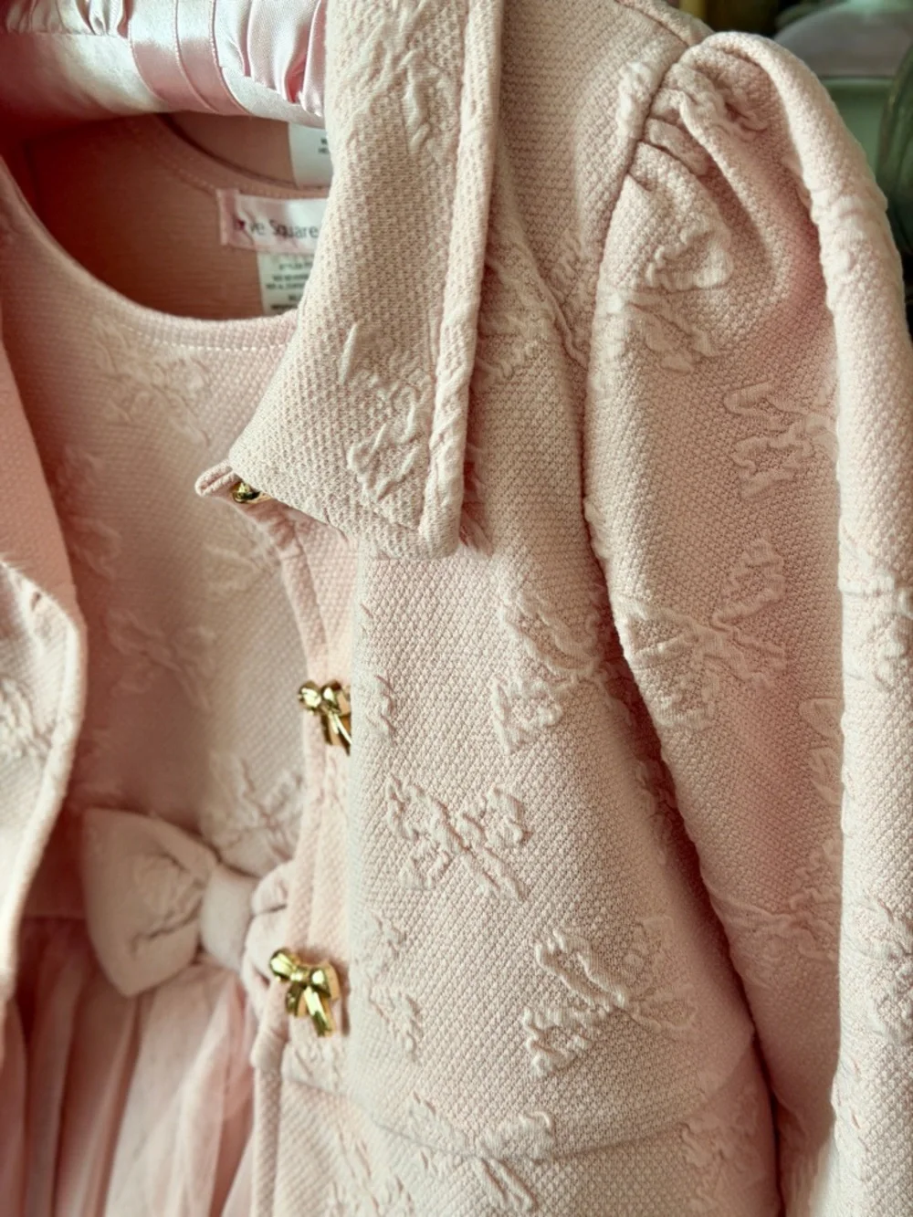 Pink Girls' Coat with Dress Set